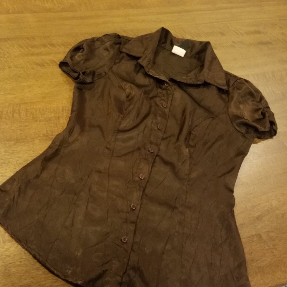 Shiny button down blouse